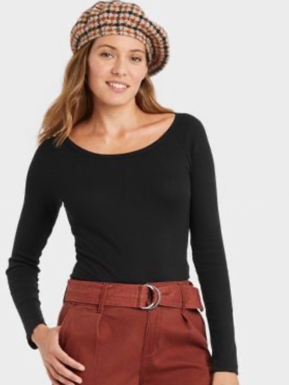Black Ribbed Long-sleeve Bodysuit